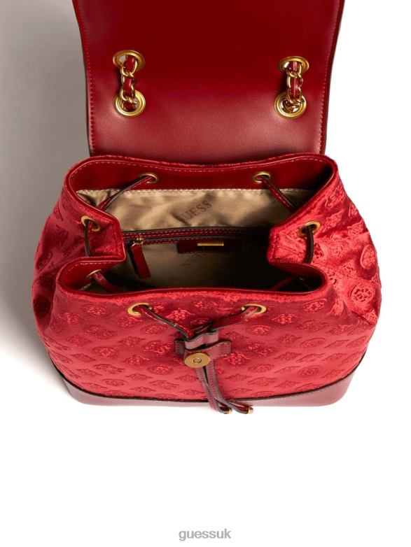 GUESS Women Kimi Velvet Backpack Black Authentic Crease Wash Bags V28V63216