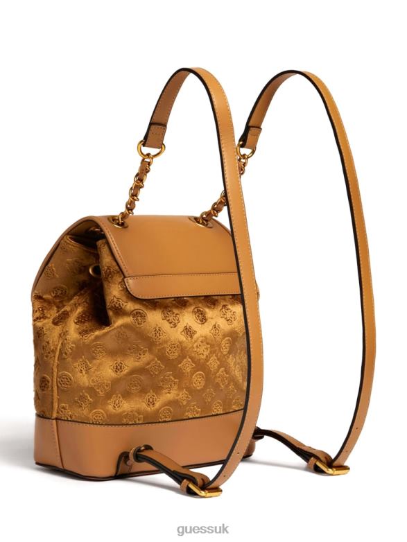 GUESS Women Kimi Velvet Backpack Mocha Bags V28V63214