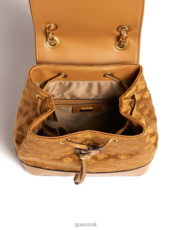 GUESS Women Kimi Velvet Backpack Mocha Bags V28V63214