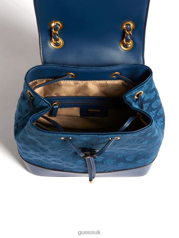 GUESS Women Kimi Velvet Backpack Navy Bags V28V63220