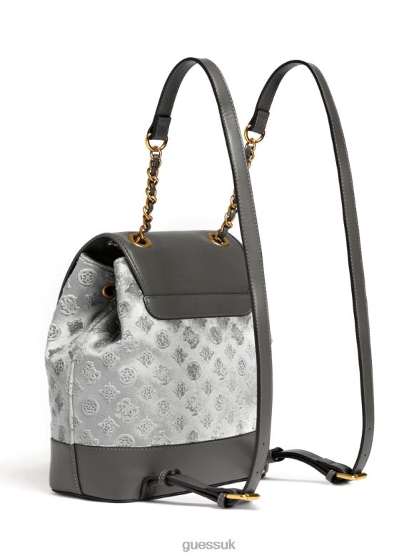 GUESS Women Kimi Velvet Backpack Rose Gold/Smoke Gray Bags V28V63212