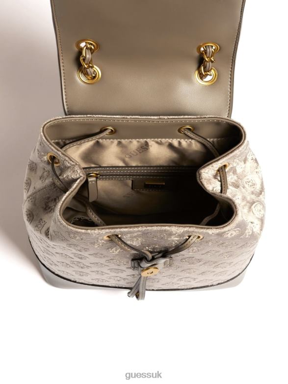 GUESS Women Kimi Velvet Backpack Taupe Bags V28V63218