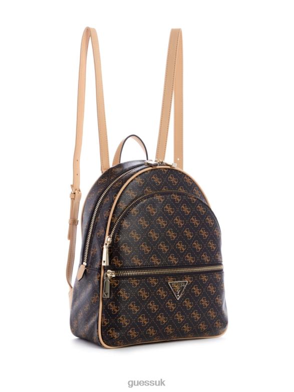 GUESS Women Manhattan Logo Large Backpack Brown Bags V28V63211