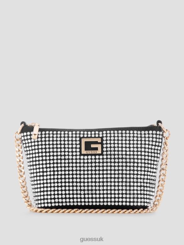 GUESS Women Gilded Glamour Mini Top-Zip Bucket Bag Black Floral Print Bags V28V63046