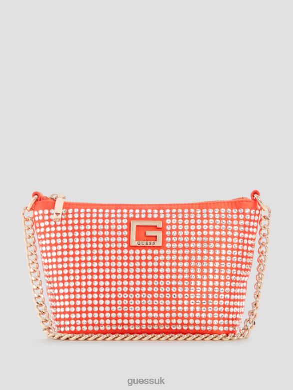 GUESS Women Gilded Glamour Mini Top-Zip Bucket Bag Orange Bags V28V63003