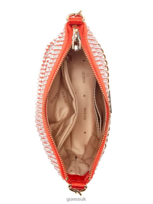 GUESS Women Gilded Glamour Mini Top-Zip Bucket Bag Orange Bags V28V63003