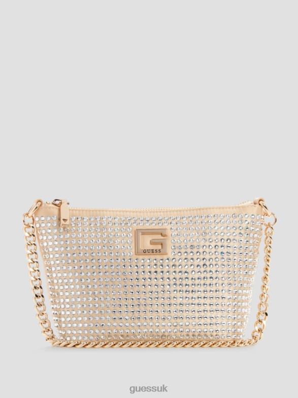 GUESS Women Gilded Glamour Mini Top-Zip Bucket Bag Pale Gold Bags V28V63004