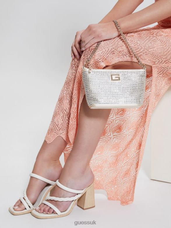 GUESS Women Gilded Glamour Mini Top-Zip Bucket Bag Pale Gold Bags V28V63004