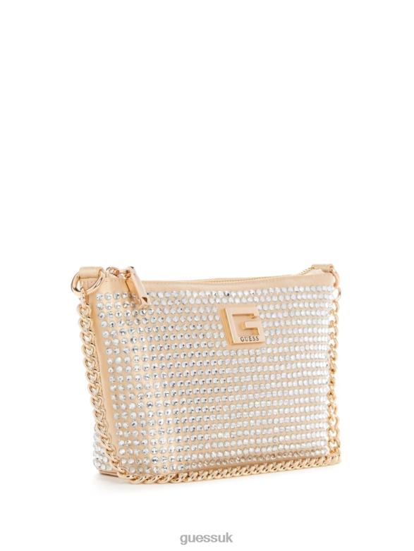 GUESS Women Gilded Glamour Mini Top-Zip Bucket Bag Pale Gold Bags V28V63004