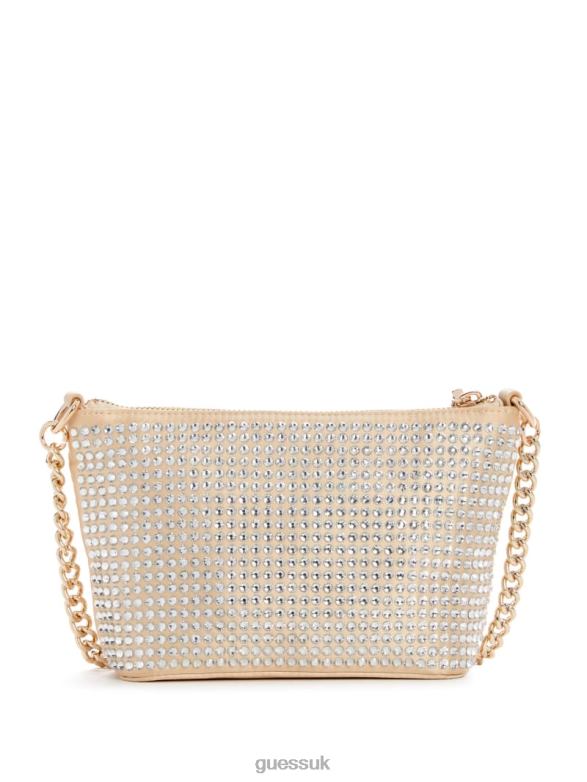 GUESS Women Gilded Glamour Mini Top-Zip Bucket Bag Pale Gold Bags V28V63004