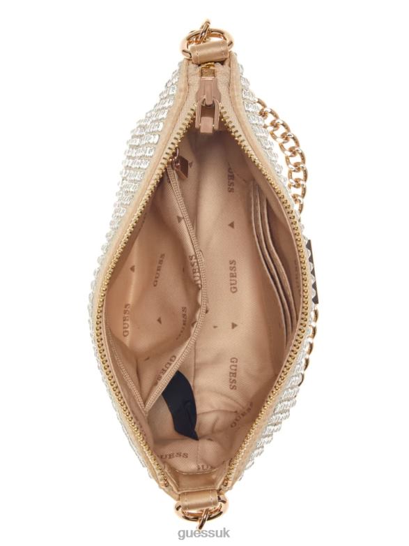 GUESS Women Gilded Glamour Mini Top-Zip Bucket Bag Pale Gold Bags V28V63004