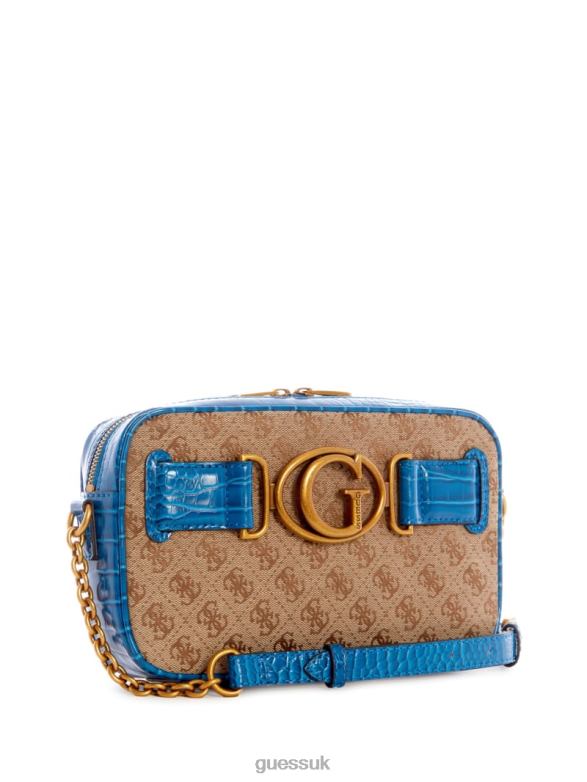 GUESS Women Aviana Camera Bag Latte/Blue Bags V28V62972