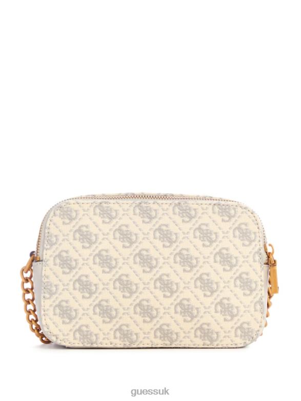 GUESS Women Izzy Jacquard Logo Camera Bag Dove Logo Bags V28V62903