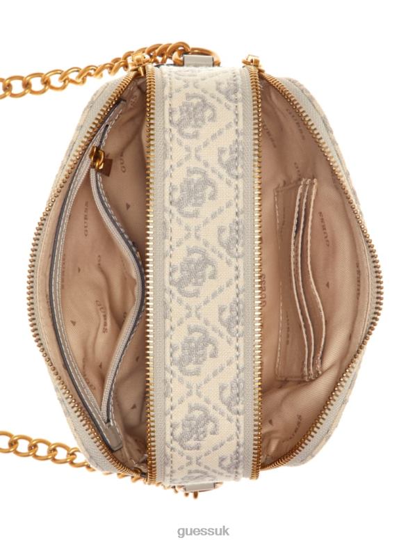 GUESS Women Izzy Jacquard Logo Camera Bag Dove Logo Bags V28V62903
