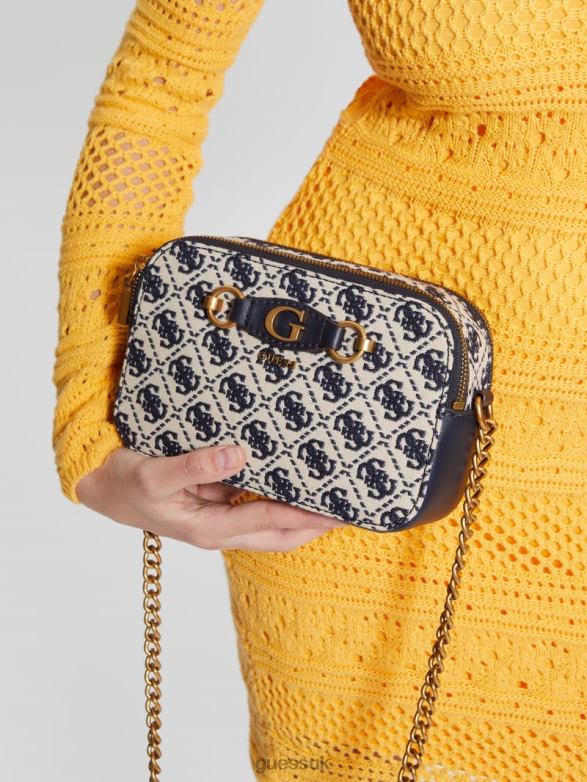 GUESS Women Izzy Jacquard Logo Camera Bag Navy Logo Bags V28V62963