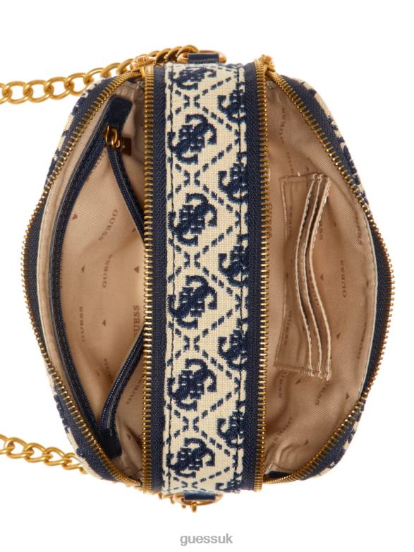 GUESS Women Izzy Jacquard Logo Camera Bag Navy Logo Bags V28V62963