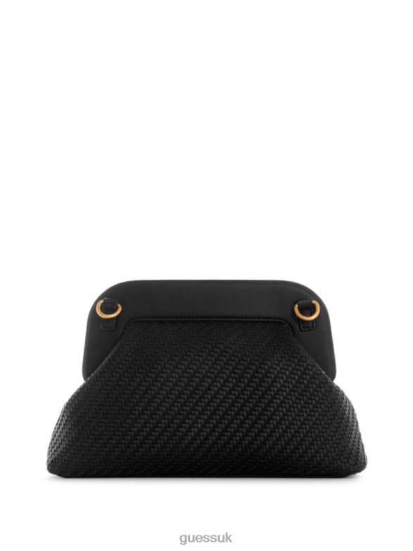 GUESS Women Abey Woven Frame Clutch Black Floral Print Bags V28V62964