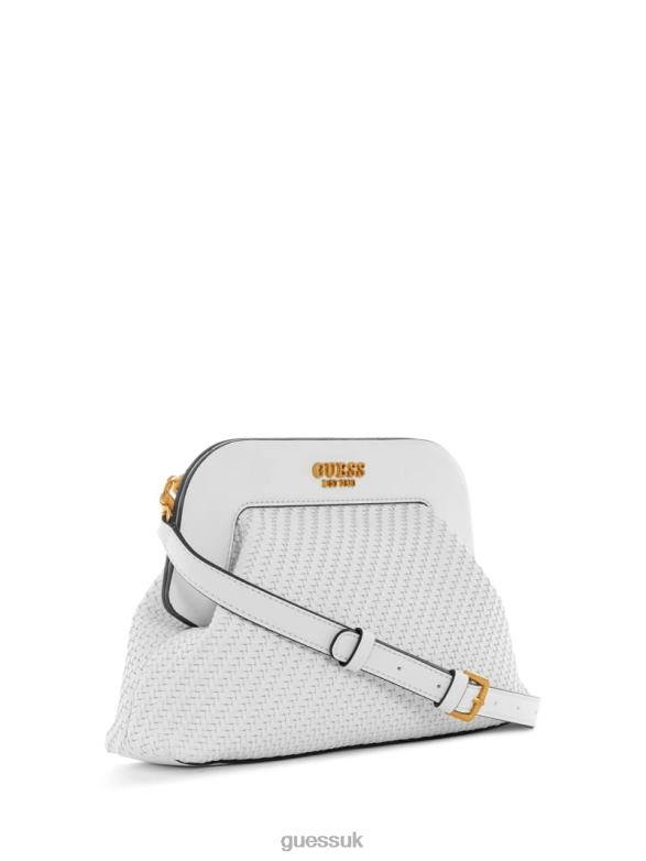GUESS Women Abey Woven Frame Clutch White Multi Bags V28V62955