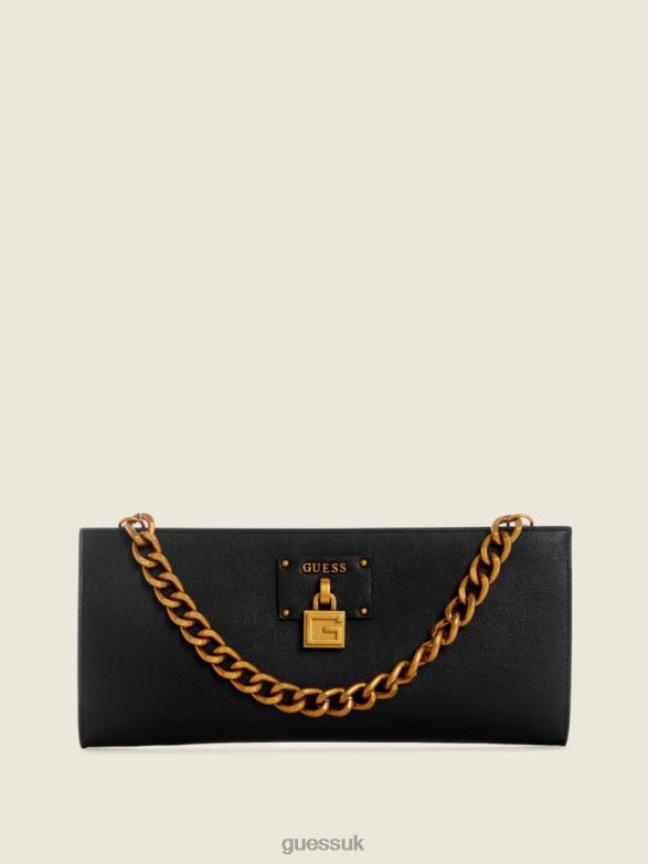 GUESS Women Centre Stage Clutch Black Floral Print Bags V28V63059