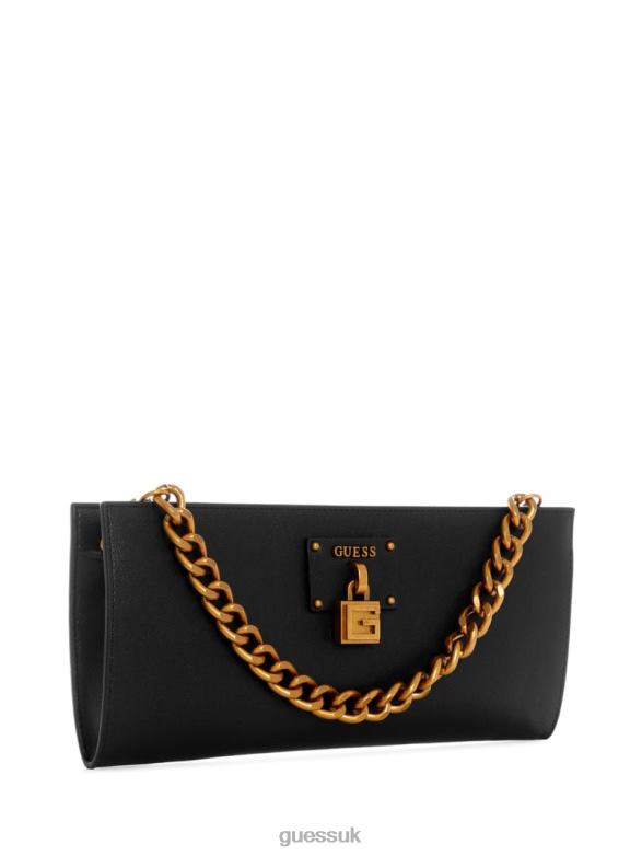 GUESS Women Centre Stage Clutch Black Floral Print Bags V28V63059