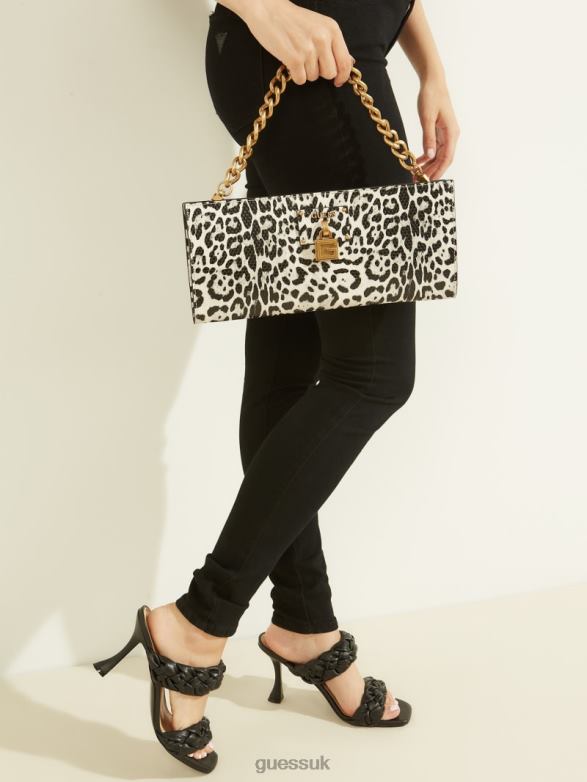 GUESS Women Centre Stage Leopard Clutch Black W/Punch Bags V28V62962