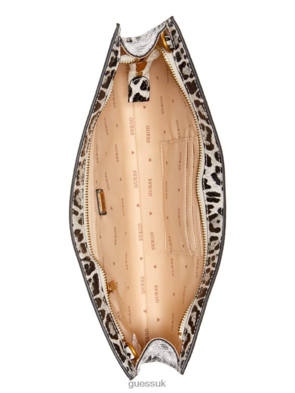 GUESS Women Centre Stage Leopard Clutch Black W/Punch Bags V28V62962