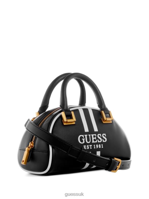 GUESS Women Mildred Mini Bowler Black Floral Print Bags V28V62756
