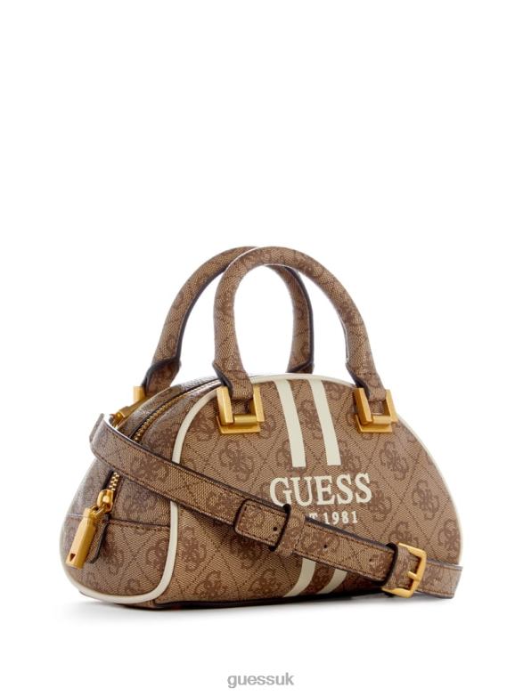 GUESS Women Mildred Quattro G Mini Bowler Latte Logo Bags V28V62757