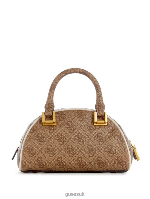 GUESS Women Mildred Quattro G Mini Bowler Latte Logo Bags V28V62757