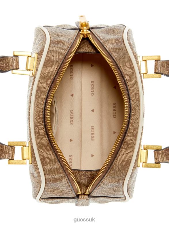 GUESS Women Mildred Quattro G Mini Bowler Latte Logo Bags V28V62757