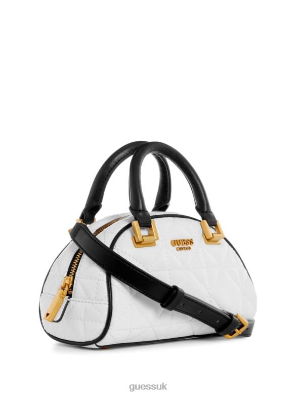 GUESS Women Mildred Quilted Mini Bowler White Multi Bags V28V62755