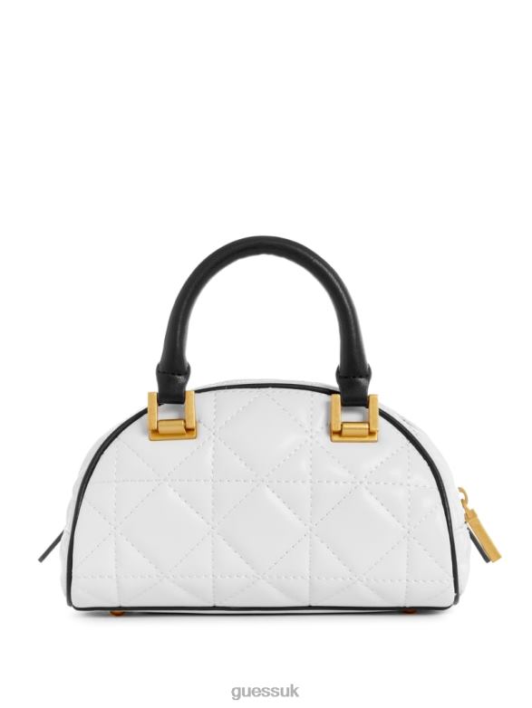 GUESS Women Mildred Quilted Mini Bowler White Multi Bags V28V62755