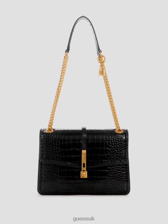 GUESS Women James Croc Convertible Bag Black Floral Print Bags V28V62851