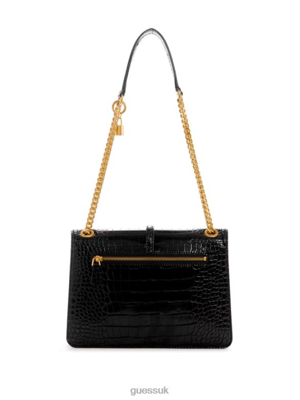 GUESS Women James Croc Convertible Bag Black Floral Print Bags V28V62851