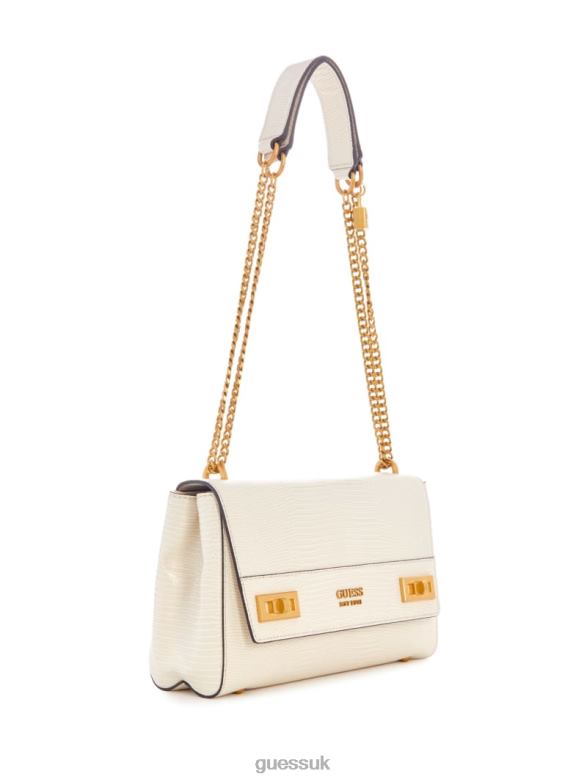 GUESS Women Katey Lizard Convertible Bag White Bags V28V62762
