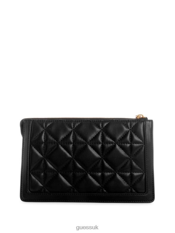 GUESS Women Abey Quilted Multi Compartment Crossbody Black Floral Print Bags V28V62868