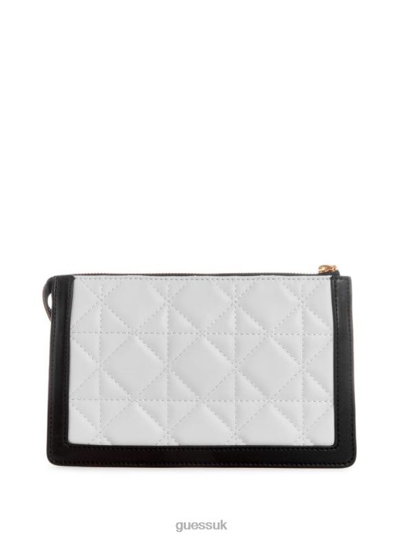 GUESS Women Abey Quilted Multi Compartment Crossbody White Multi Bags V28V62902