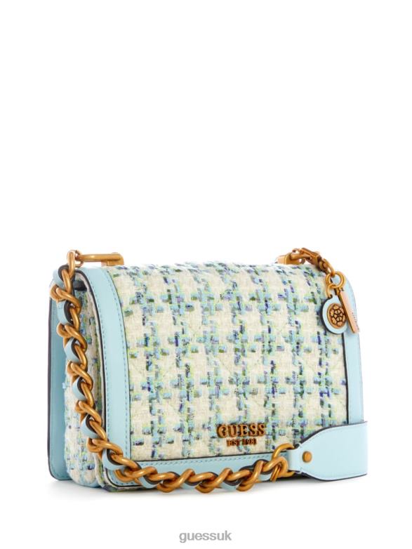 GUESS Women Abey Tweed Crossbody Aqua Bags V28V62974
