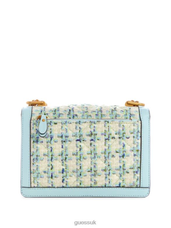 GUESS Women Abey Tweed Crossbody Aqua Bags V28V62974