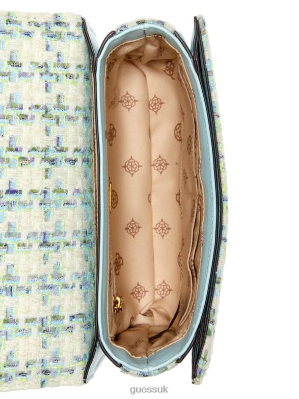 GUESS Women Abey Tweed Crossbody Aqua Bags V28V62974