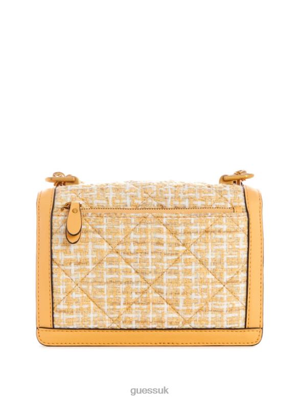 GUESS Women Abey Tweed Crossbody Bag Light/Pastel Yellow Bags V28V62989