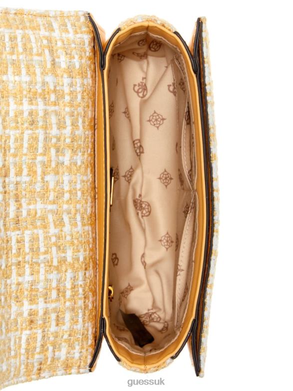 GUESS Women Abey Tweed Crossbody Bag Light/Pastel Yellow Bags V28V62989