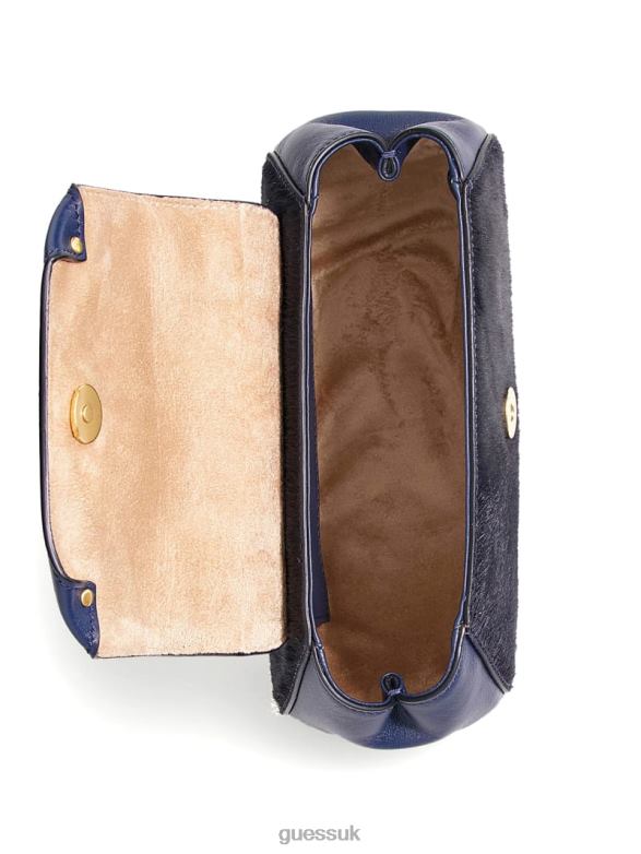 GUESS Women Alia Small Rounded Leather Crossbody Dark Blue Bags V28V62944