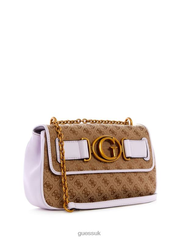 GUESS Women Aviana Convertible Crossbody Latte/Lilac Bags V28V62991