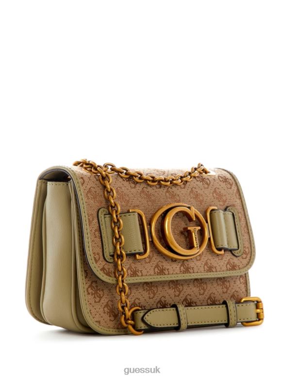 GUESS Women Aviana Small Convertible Crossbody Latte/Celadon Bags V28V62933