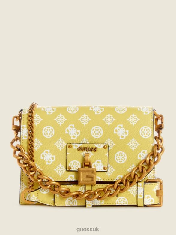 GUESS Women Centre Stage Crossbody Flap Citrine Logo Bags V28V63064