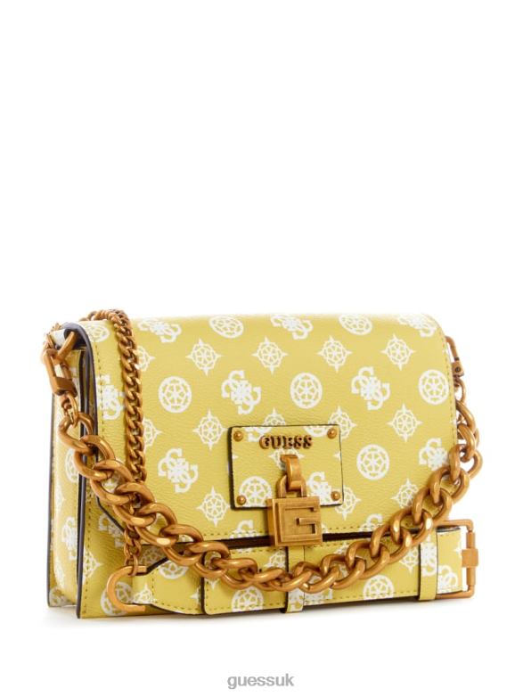 GUESS Women Centre Stage Crossbody Flap Citrine Logo Bags V28V63064