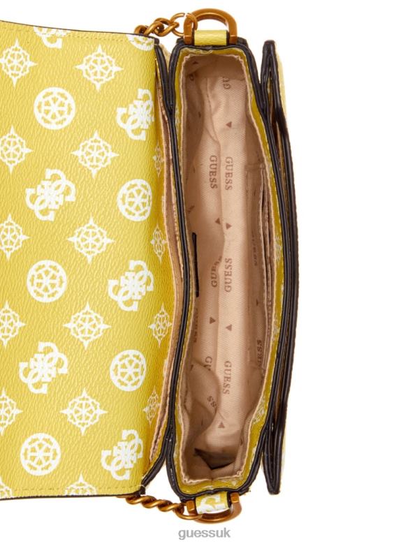 GUESS Women Centre Stage Crossbody Flap Citrine Logo Bags V28V63064