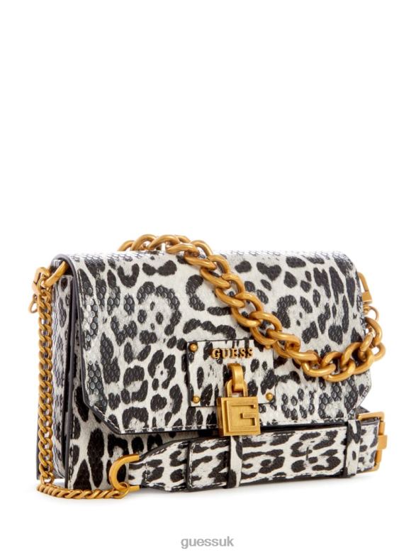 GUESS Women Centre Stage Leopard Crossbody Black W/Punch Bags V28V63325