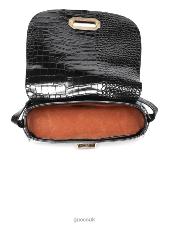 GUESS Women Crocodile Saddle Bag Black Bags V28V63324